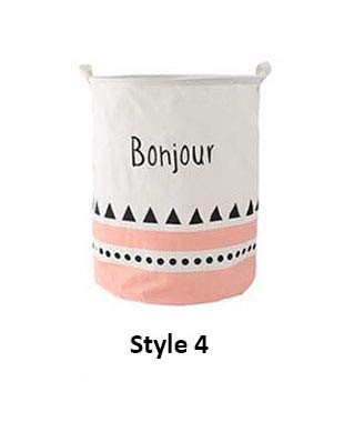 VNHOME Big Foldable Waterproof Canvas Clothes Laundry Basket Hamper with Handle, Cute Baby Toys Sundries Bag Box Holder Organizer