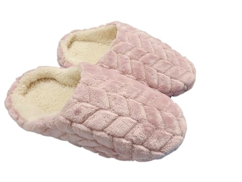 isotoner Chevron Fur Hoodback Slippers - 8301 (Peony, Medium)