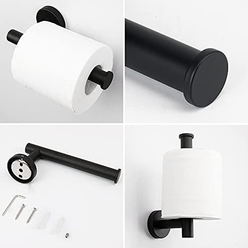 NearMoon 2 Pieces Bathroom Hardware Accessories, Towel Ring and Toilet Paper Holder- Stainless Steel Bathroom Towel Hanger and Hand Towel Holder, Wall Mounted (Matte Black) - Thumbnail 4
