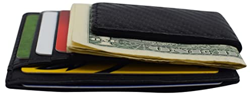 Men's Leather Minimalist Magnetic Card Case with Money Clip Front Pocket Logo Wallet4