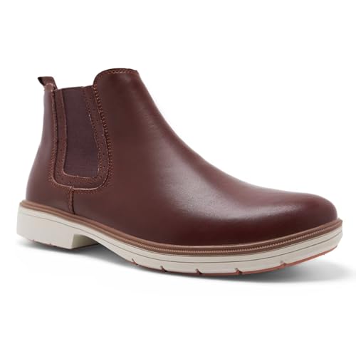 Men's Orthopedic Business Leather Dress Shoes: Comfortable Plantar Fasciitis Arch Support Neuropathy Pain Relief Walking Chelsea Ankle Boots, Soft Ergonomic Work Indoor Wingtip Oxfords Brown Size 12