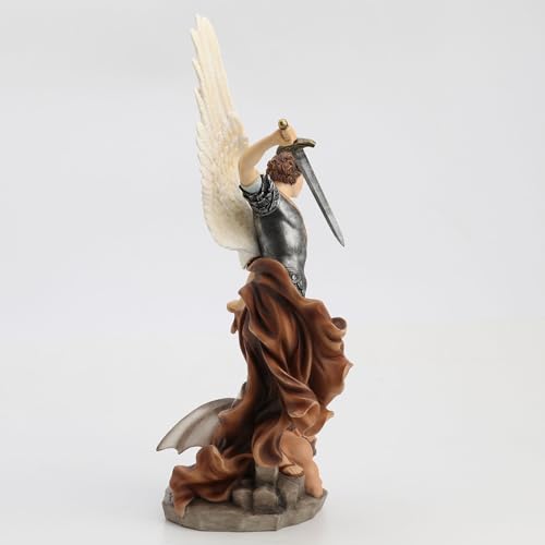 Estatua Saint Michael Resina Pintada 14.12 in miniatura 5