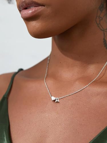 ChicSilver 925 Sterling Silver Heart Initial Necklaces for Women -Dainty Personalized Heart Pendant Letter Alphabet Necklace for Women (with Gift Box)2