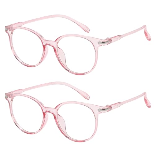 Image of OWL Round Blue Light Blocking Fake Eyeglasses for Women Men - Lightweight Frame, Anti UV400 Rays Protection Eyewear - 2 Pack