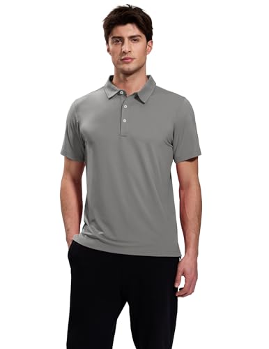 Image of MIER Polo Shirts for Men Short Sleeve Dry Fit Performance Golf Tennis Active Collared Shirts, UPF 50+ Sun Protection