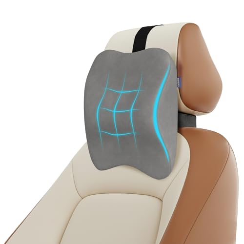 Image of Orista Premium Car Neck Rest Pillow | 2 Years Warranty | Memory Foam Neck Pillow for Car, Headrest Cushion for Neck & Cervical Support - Relieves Neck Pain & Fatigue | Grey Velvet