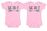 Bebe Bottle Sling She Did It Onesies, Adorable Shower Gifts, Pink 3-6 mo