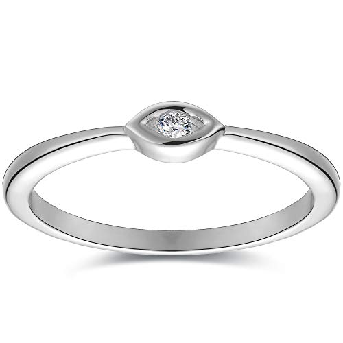 Blossom & Hue Silver Evil Eye Ring 925 Sterling Stackable Dainty Hamsa Ring