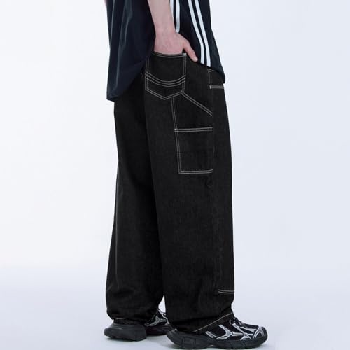 Denim Cargo Pants Y2k Men Baggy Jeans Wide Leg Skater Pants Oversized Black Jeans Harajuku Streetwear2