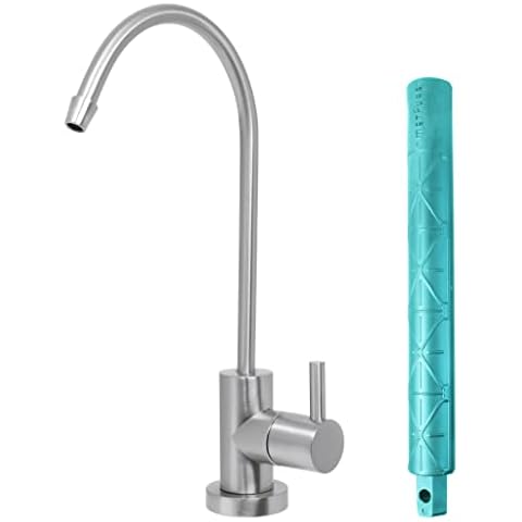 Metpure Water Filtration Faucet Reverse Osmosis Non Air Gap Drinking Water Filtration System Water Dispenser Spout (Brushed Nickel) Euro Style with Drinking Water Faucet Wrench RO-FW148 Cover