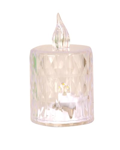 Image of Homesake Flameless Crystal Candle, Diamond-Shape Candle, 12 Pieces Tea Lights, Warm White, for Weddings, Tables, Diwali for Home, Christmas Festive Decor, Led Candles for Decoration(1.5 inch 3.1 inch)