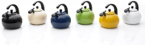 Miniatura 3 de Creative Home Horizon - Tetera silbante de acero porcelánico con interior esmaltado para antioxidante, 2.5 cuartos de galón, color blanco hueso