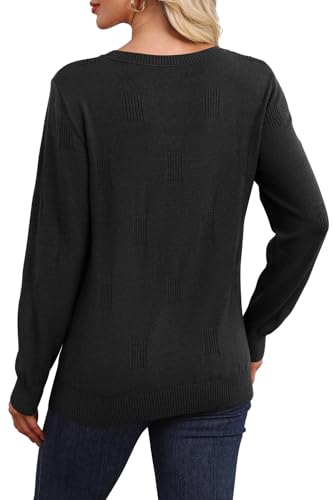 WIHOLL Sweaters for Women V Neck Long Sleeve Tops Fashion Lightweight Pullover Clothes Fall Outfits 2025