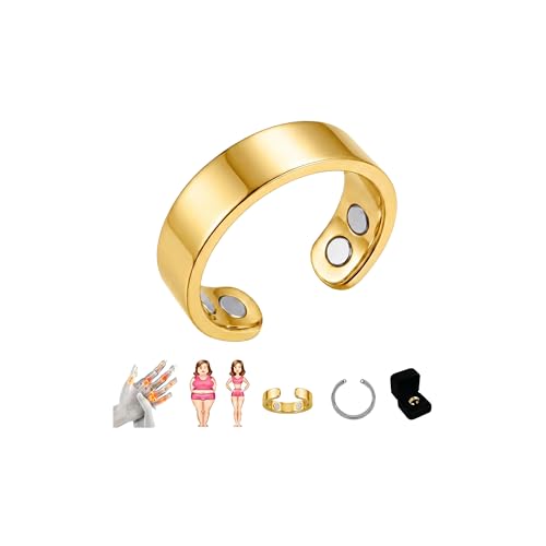 Ringe Abnehmen Magnetringe Damen Akupressurring für Frauen verbessert den Schlaf Stress und gleicht Emotionen aus&Hormonelle Balance Natürlicher Begleiter in den Wechseljahren Wechseljahre Ring Gold