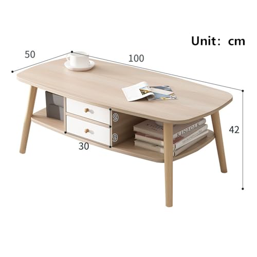 Table basse assemblage facile JATIBOSH, table rectangulaire anti-désordre à rangement dissimulé