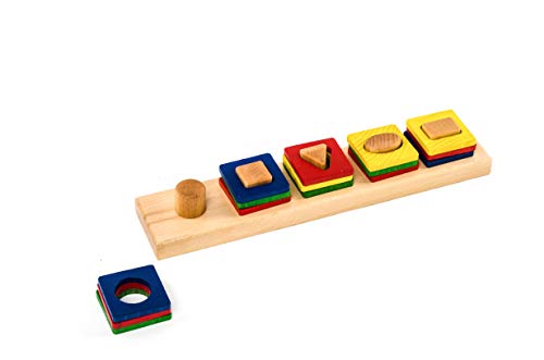 BSM Edufun - Jeu D'Encastrement En Bois - Pédagogie Montessori - Shape Up - EF 00003