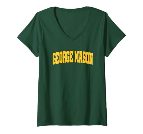 Womens George Mason University Patriots School Name Arch V-Neck T-Shirt