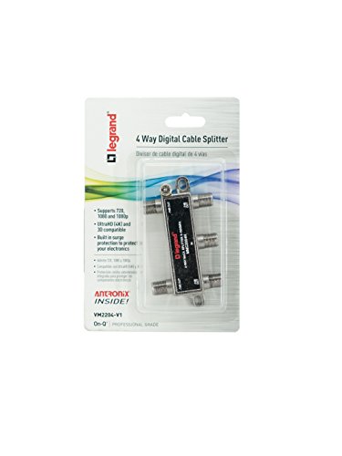 Legrand, Home Office & Theater, Cable Splitter, Black, Signal Splitter, 4 Way, Vm2204V1 #TOP2