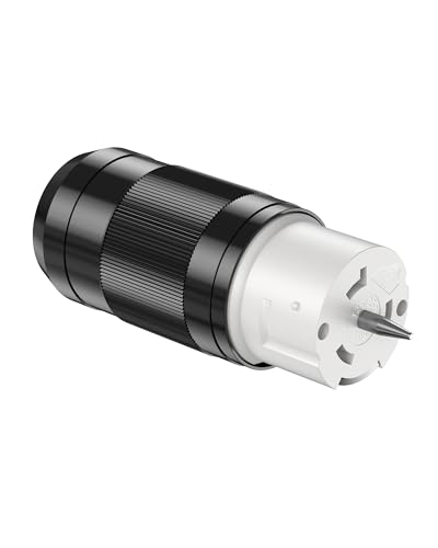 VHBW 50 Amp Generator Plug NEMA SS2-50R Female Twist Lock Connector - 125/250V 50A 3-Pole 4-Wire Locking Plug with Protective Boot for RV/Marine/Shore Power - ETL Listed