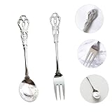 CONGARTENO Vajilla De Cocina Tenedor y Cuchara Ingleses Vajilla Retro De Acero Inoxidable Utensilios Para Comer Forma Hueca Para Comedores Clásicos