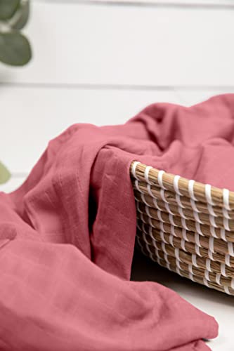 Image of BWD Baby Swaddle Blanket - Ultra-Soft Bamboo Viscose & Organic Cotton Muslin - Lightweight, Breathable, Stretchy - Newborn Essential 47 inch (Rosewood)