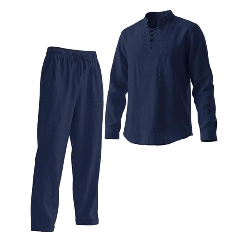 Combinaison en lin homme coupe droite ensemble de loisirs d'été léger