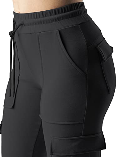Reshe Joggers For Women Sweatpants Track Pants Hiking Running Workout Lightweight Plus Size Tapered Pants Black, Small #TOP3