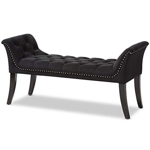Baxton Studio Chandelle Contemporary Luxe Velvet Tufted Bench in Black
