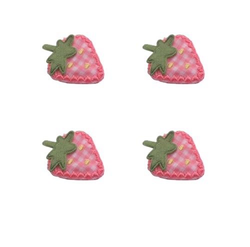 4Pcs Pink Fabric Strawberry Hair Clips for Women Girls Sweet Hairpins Pink Barrettes Duckbill Hair Accessories, Clips and Barrettes for Beauty and Personal Care