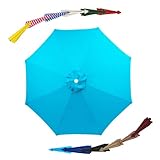 THEGA Ersatzdach Für Terrassenschirm, 6-Rippen-8-Rippen-Ersatz-Sonnenschirm-Oberteil, Überdachung Für Tischschirm Im Freien, Nur UV30 + Garten-Sonnenschirm-Überdachung(Lake Blue,3.0m/10ft(6-ribs))