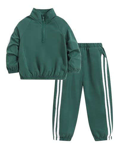 Renotemy 3T 4T Boy Clothes Fall Winter Toddler Outfits Green Half Zip Pullover Sweatshirt Pants Sets Fashion Waterproof rain Jacket 3 Year Old Boys Clothes Cozy Windbreaker Tracksuit Size 3-4T