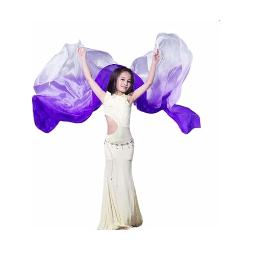 Image of Aumulen 8mm Girls Hand-Made Belly Dance Silk Scarf Veils Gradual Colors