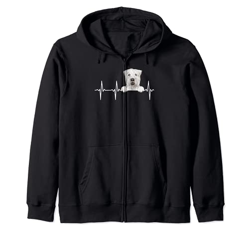 Funny Dog Heartbeat For Soft Coated Wheaten Terrier Lovers Zip Hoodie, Black