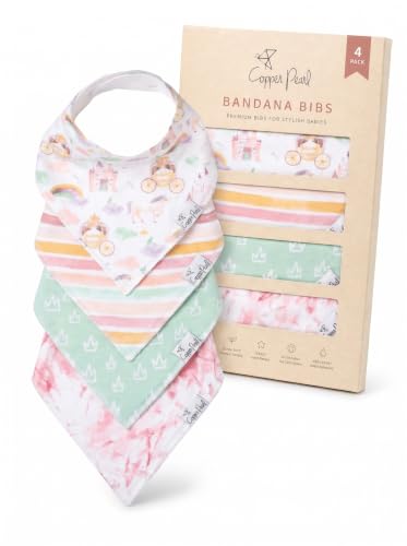 Image of Copper Pearl Baby Bibs 4 Pack, Printed Bandana Drool Bibs for Baby Girl & Boy, Soft Cotton Drooling Teething Bibs