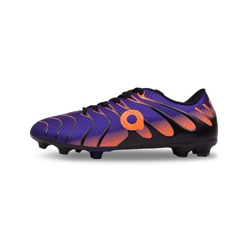 Image of AIVIN Nova Football Shoes | Lightweight PU Synthetic Upper | Ribbed Texture for Precision Control | TPU Bladed Stud Outsole | Cushioned Insole | Premium Purple Orange Design | Firm Ground Soccer Studs