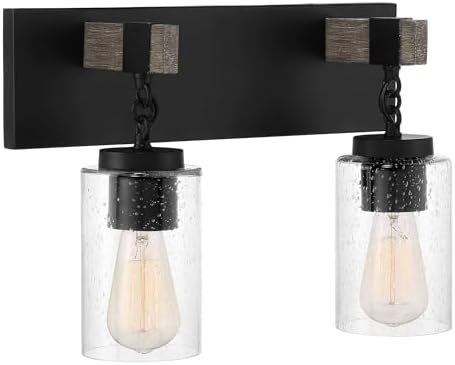 DESIGNERS FOUNTAIN Fulton 2-Lights Vanity Light Fixture, 15.5 Inch Wall Mount Sconce for Bathroom, Bedroom or Mirror, Matte Black, D202M-2B-MB