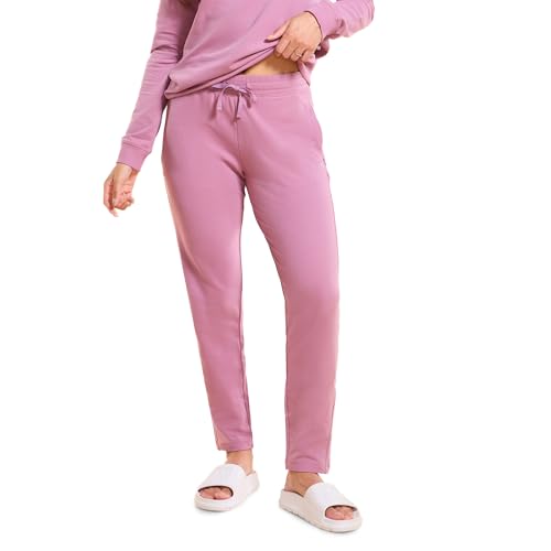 Image of Enamor Mid Rise Ankle Length Drawstring Relax Pants for Women - Slim Fit, Stretch French Terry - E060