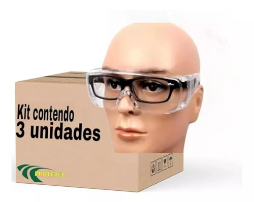 Proteção Worker Kit 3 Óculos de Segurança Sobreposição, Ampla Visão, Lente com Tratamento Antirrisco, Transparente