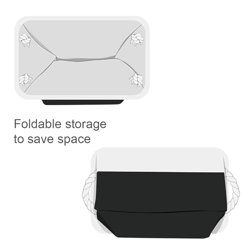 TheWarmHome Storage Bins for Shelves - 12x8x5.2 inch 1 Pack Storage Baskets for Gifts Empty for Closet Organizing Dog Gift Cloth Toy Cubes Box (White & Black) - Thumbnail 7