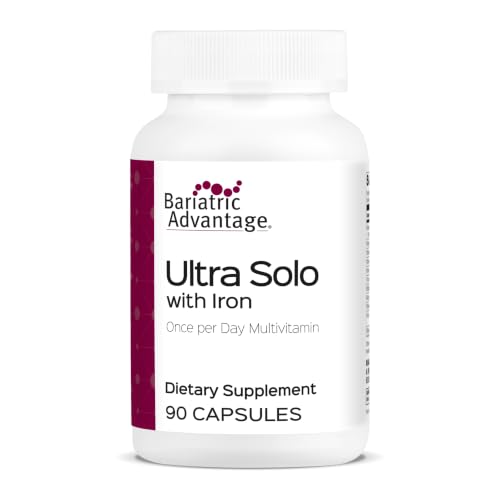 Bariatric Advantage Ultra Solo with Iron - Once-Per-Day Daily Multivitamin - for Bariatric Patients - with Thiamin Vitamin A & More - Gluten Free - 90 Capsules