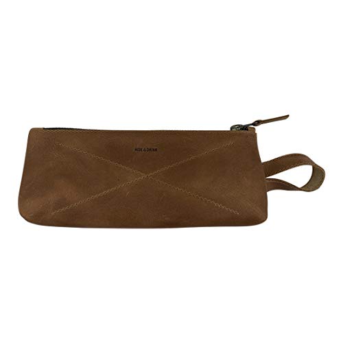 Hide & Drink, Leather Carry-On Toiletry Bag, Pencil Case, Cable Organizer, Travel Essentials, Handmade (Single Malt Mahogany)