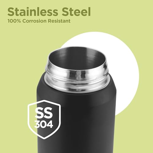 Image of Milton Swing 900 Thermosteel Water Bottle 770 ml with One Touch Safety Lock, Long Hours Hot and Cold, Leak Proof Lid, ISI Certified I Vacuum Insulated I for Office, Gym, School I Black