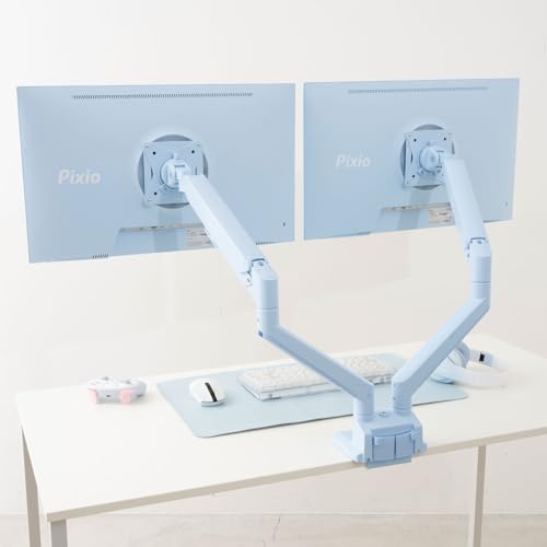 undefined Pixio PS1D Wave Pastel Blue モニターアーム デュアル パステルブルー 2画面 上下 ガススプリング かわいい 32インチ 対応 の商品画像 2
