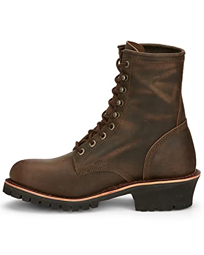 Chippewa Men`s Brown 8In Round Soft Toe Work Boot Brown 12 D3