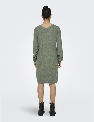 JdY Damen Jdy elanora L/S V-hals kjole Knt Noos Kleid, Kalamata /Detail:melange, L EU