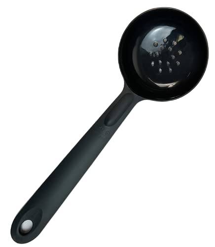 Rite-Size Rite-Size 6 oz. Perforated Round Circle Server Portion Utensil, Copolymer Plastic Heat Resistant Professional Cooking Tool, Black