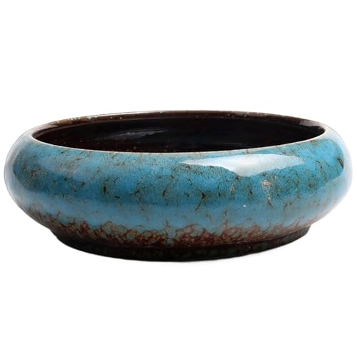 Pot de fleurs bol de lotus bleu céramique pot de bonsaï 19cm