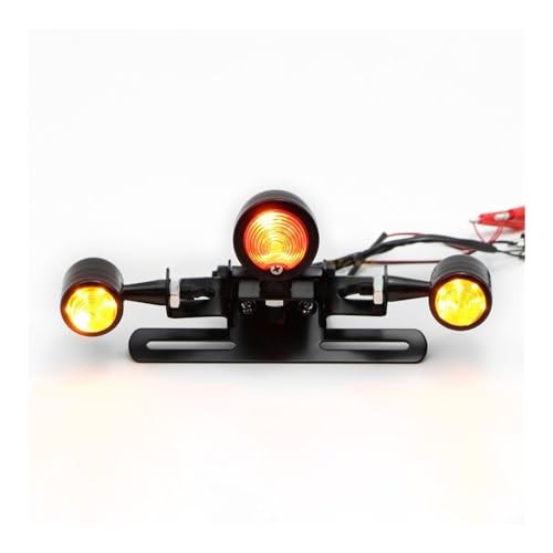 Feux arrière de moto LED étanche avec support de plaque en acier noir