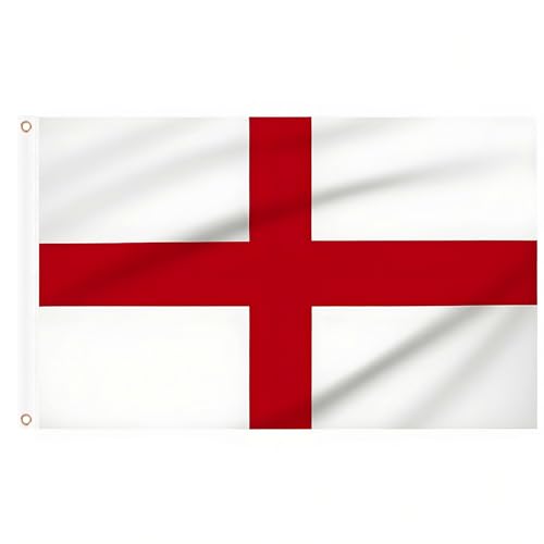 England Flag 5ft x 3ft, Large St Georges Flag with Brass Eyelets for St George's Day Party Decorations Football Sports Events