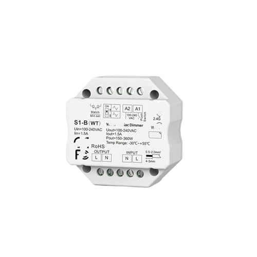 Regulador de tiristor de CA con control sin parpadeos para lámparas y tiras LED de 230V